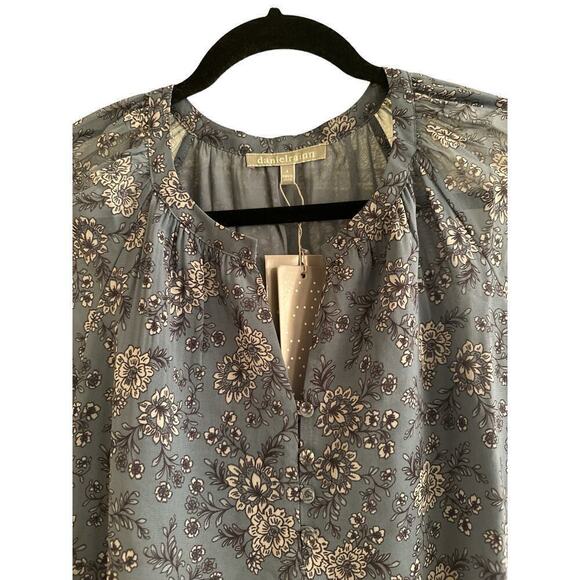 Daniel Rainn Women's Lanea Split Neck Button Floral Top Blouse Size S Blue NWT - Picture 4 of 6